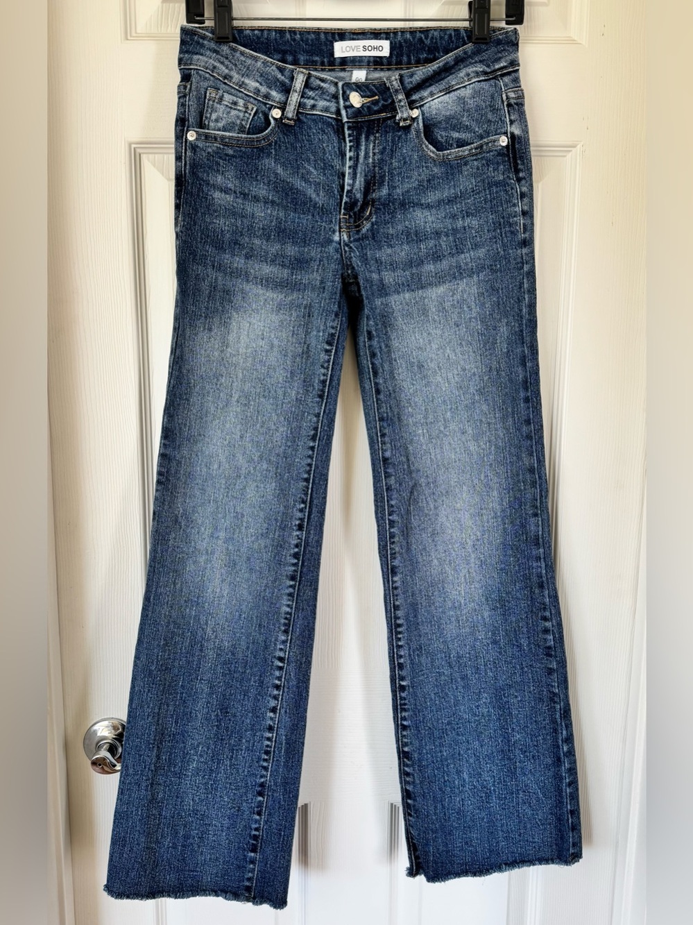 Love Soho Size 00 Low Rise Bootcut Flare Jeans Raw Hem Y2K